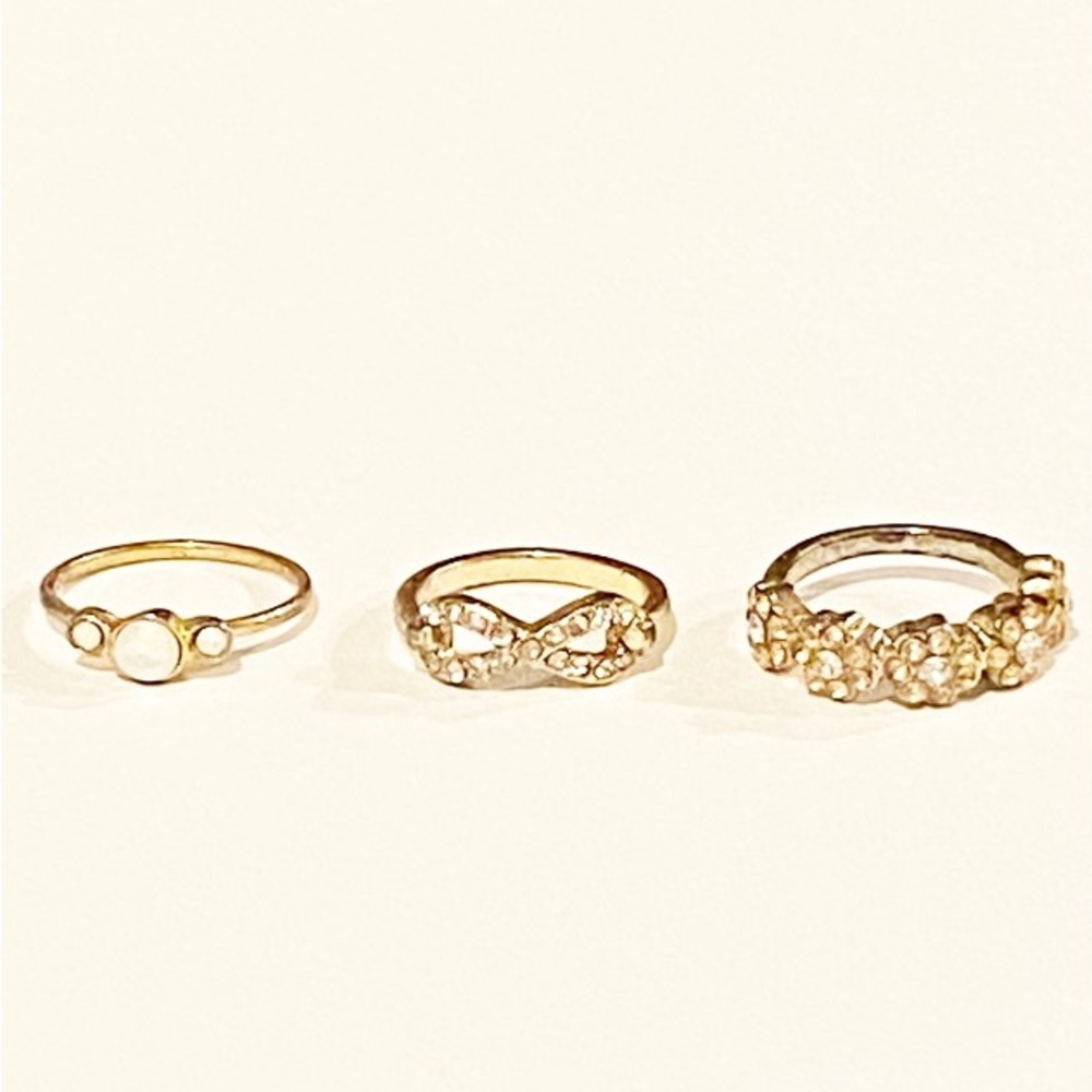 Set of 3 Gold MIDI Rings one size fits most